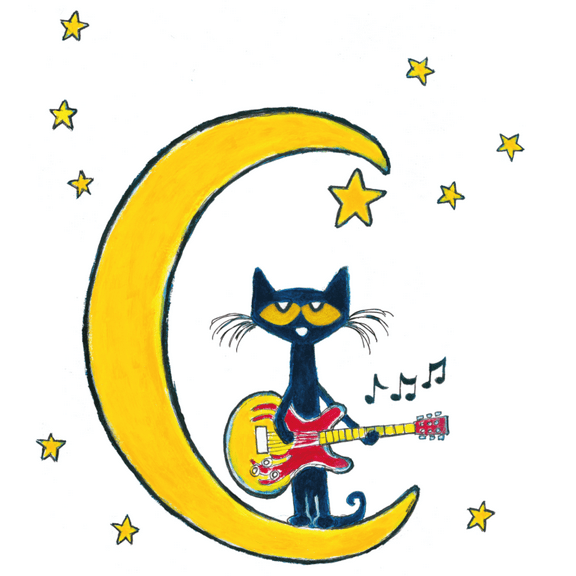 Pete the Cat Sticker â€“ Moon and Guitar Vinyl Wall Decal | Kidâ€™s Room DÃ©cor - Twinkle, Twinkle, Little Star Book Decoration â€“ (19â€x21â€)