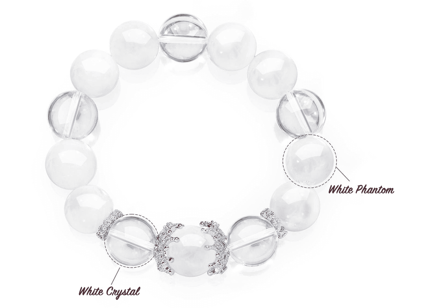 Natural 11-12mm Crystal Quartz & White Jade Stretch Beaded Gemstone Bracelet Unisex Jewelry Gift for Men Women