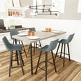 thumbnail image 2 of LeisureMod Elland Modern Upholstered Leather Bar Stool Kitchen Counter Stools with Iron Legs & Footrest in Peacock Blue, 2 of 8