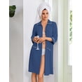 thumbnail image 3 of EKOUAER Zipper Robes for Women 3/4 Sleeve Housecoats Knee Length Bathrobe Lightweight Nightgown with Pockets, 3 of 6