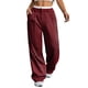 thumbnail image 3 of Pantalones Anchos y Holgados para Mujer, Estilo Palazzo Harén, Informales, A Rayas, con Cintura Elástica y Bolsillos Vino Tinto S, 3 of 7