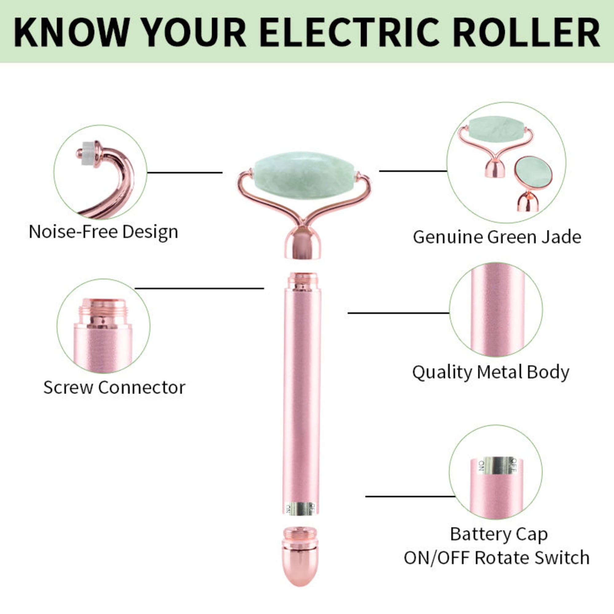 Nykaa Naturals Vibrating Face Roller, Skin Care Tool, Green Jade, 1 Pc