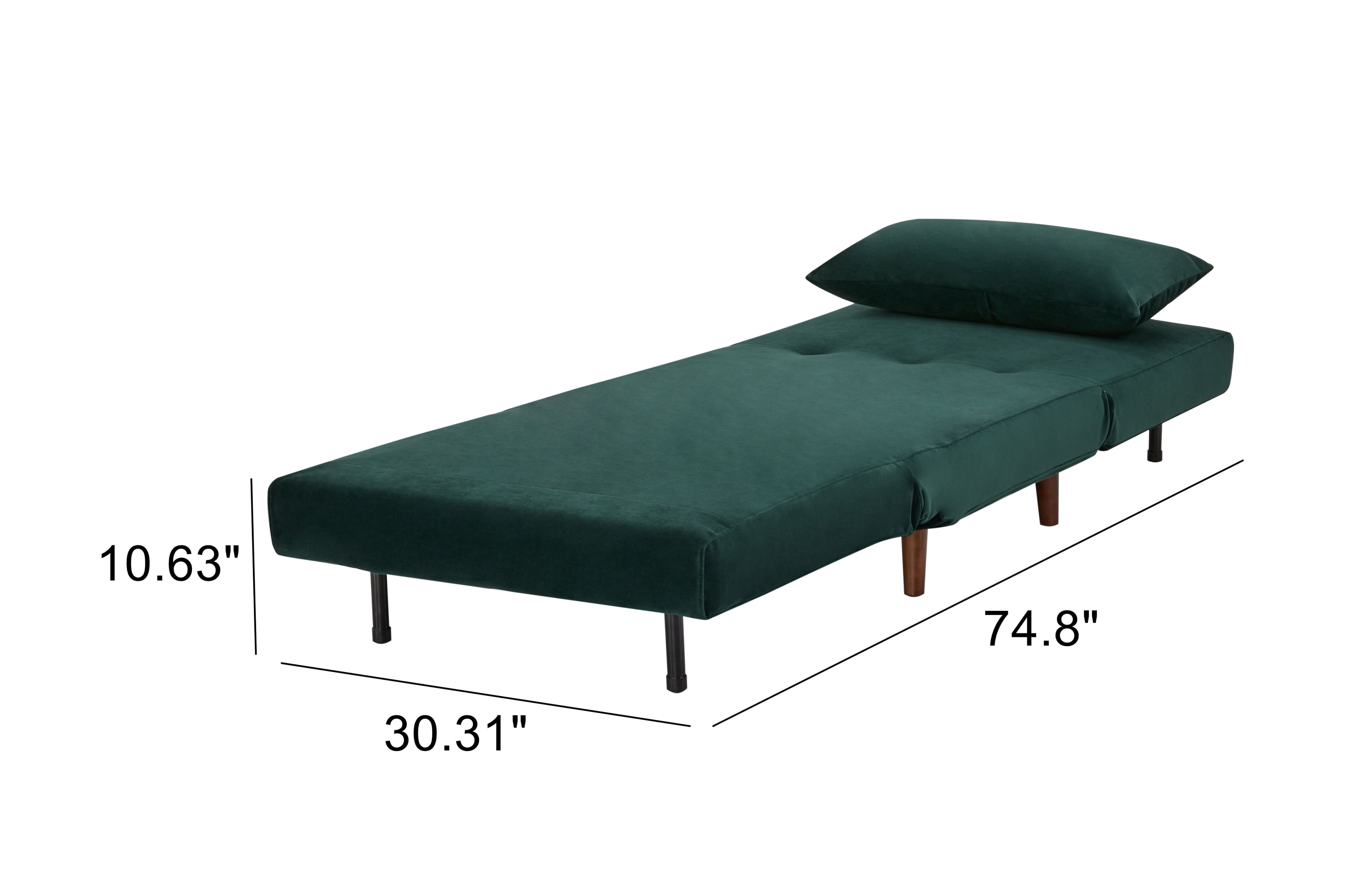 A&D Home Tustin Polyester Convertible Futon Chair, Velvet Green