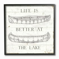 Stupell Industries Better At The Lake Boats Country Word Design Graphic Art Black Framed Art Print Wall Art, 12x12, by Daphne Brissonnet