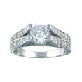 thumbnail image 4 of Rhodium Plated 925 Sterling Silver Clear Pave Set Engagement Ring White Cubic Zirconia Female Size 5, 4 of 4