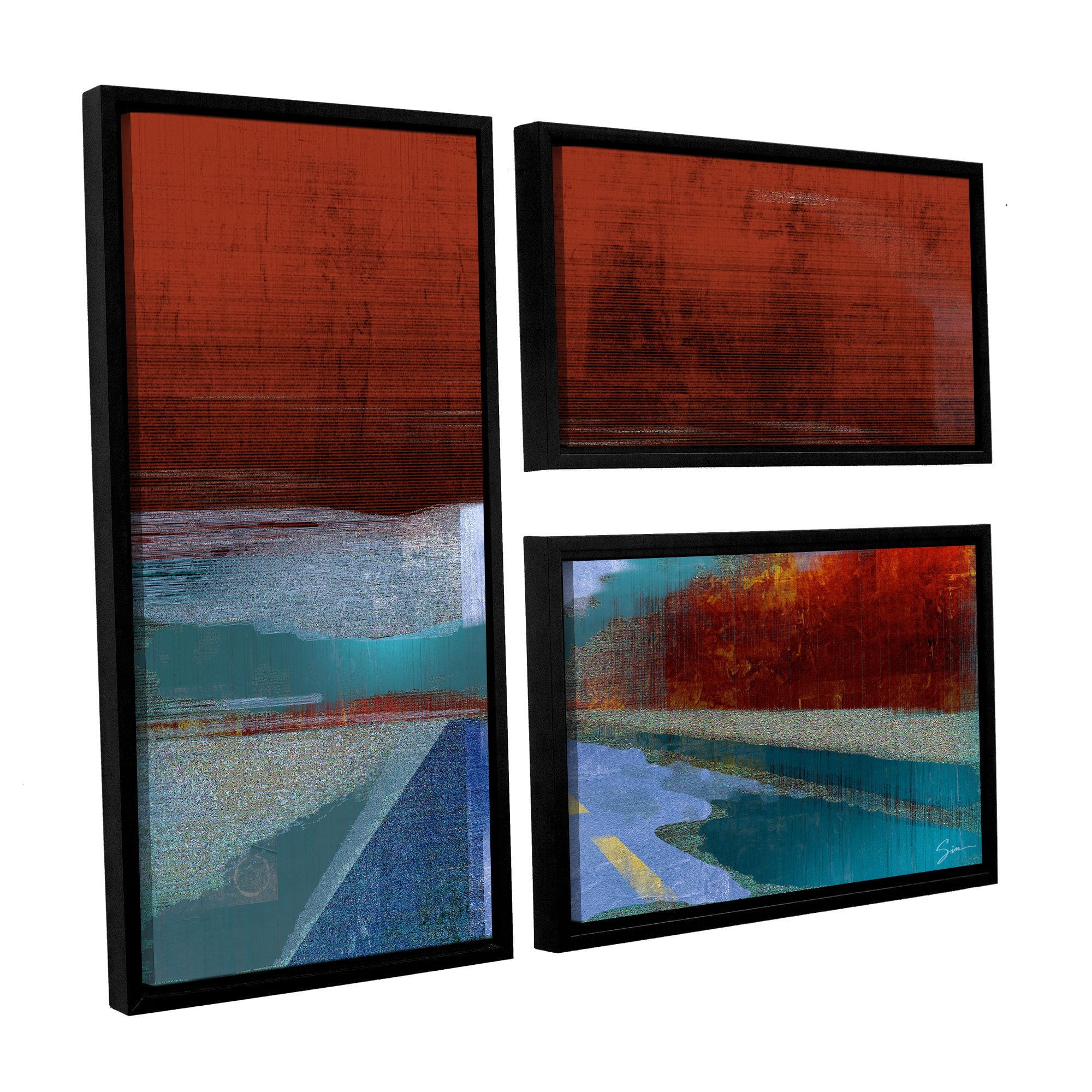 ArtWall Greg Simanson "Landscape I" 3-Piece Floater Framed Canvas Flag Set