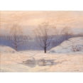 thumbnail image 2 of Seven Trees Design 32x25 Black Ornate Wood Framed with Double Matting Museum Art Print Titled - Snowy Sunset, 2 of 4