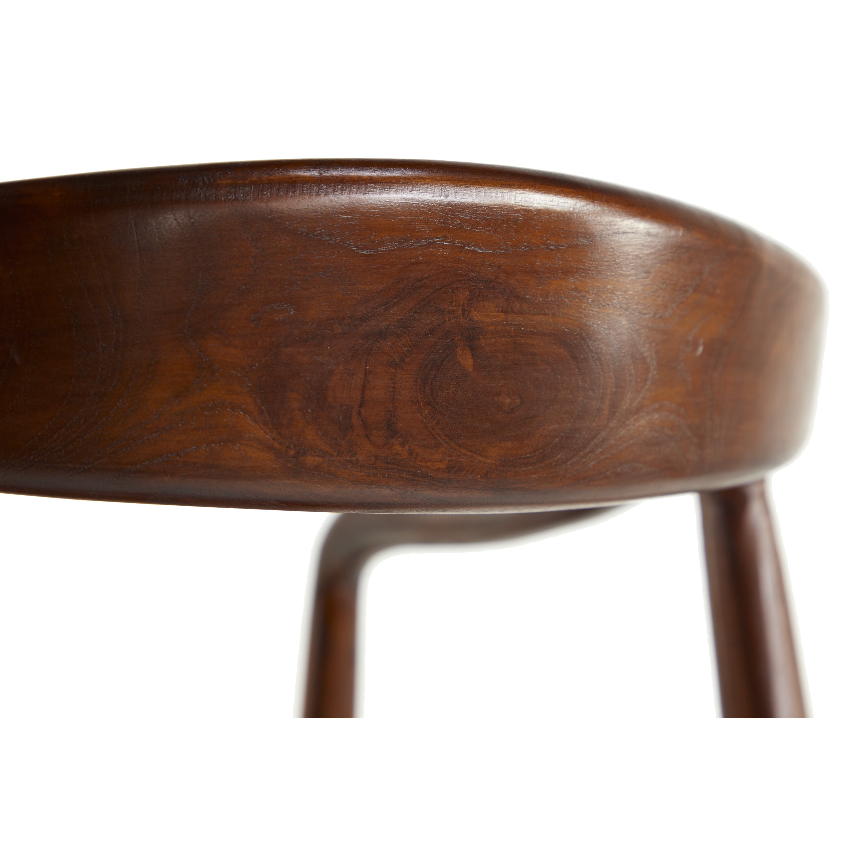 DecMode Teak Wood Dining Chair with Leather Seat, Brown