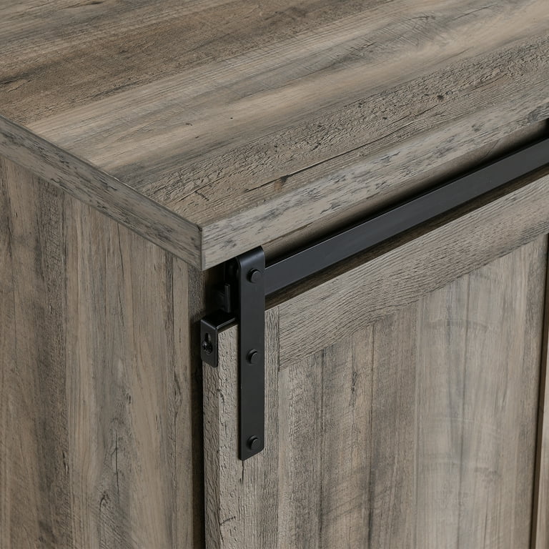 Vanity with Sliding Door and Shelves, Gray with Black Distressing, Made of  Reclaimed Hardwood, Trimble - Whatman Hardwoods