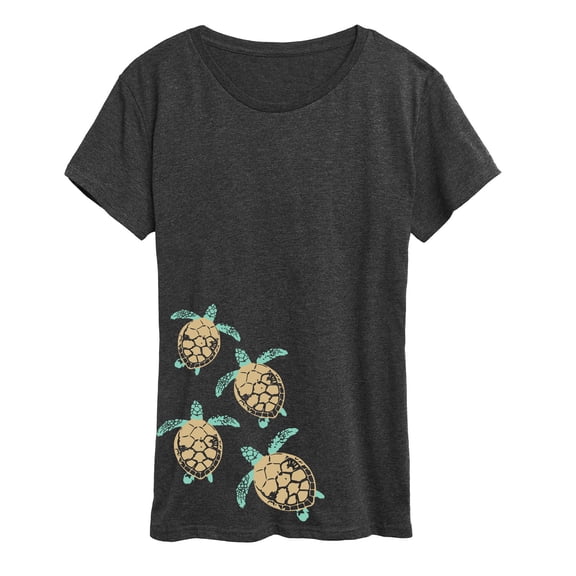 Instant Message - Baby Turtle Trail Bottom Side Hit Short Sleeve Graphic T-Shirt