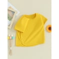 thumbnail image 3 of Bslissey Little Girls Short Sleeve Tops Solid Color Crew Neck T-Shirt Toddler Casual High Low Hem Tee Kids Basic Daily Pullovers 9M 12M 18M 24M 3T 4T 5T 6T 7T, 3 of 9