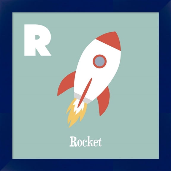 Great Art Now Transportation Alphabet - R is for Rocket by Color Me Happy, Framed Wall Art, 14W x 14H