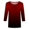 thumbnail image 3 of Birdeem T-Shirt Mode Femme Imprimé Ample Manches 3/4 Blouse Col Rond Hauts Décontractés, 3 of 12