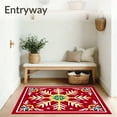 thumbnail image 3 of ODIKA 2'x3' Machine Washable Non-Slip Area Rug, Nordic Starburst Holiday Featuring Interlocking Fir and Berry Sprigs High Traffic Rug, Red, 606247, 3 of 7