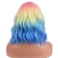thumbnail image 4 of RightOn 14 Inches Rainbow Wig With Flat Bangs Short Curly Wig for Women Daily Use, 4 of 4