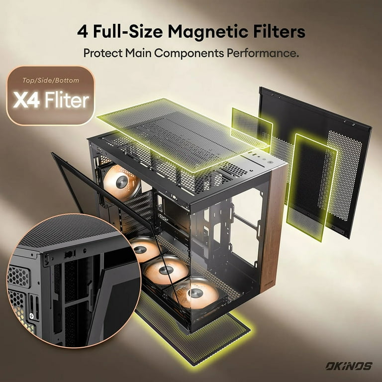 miracocoa Okinos Mirage 6 ARGB Genuine Walnut Wood Tempered Glass ATX