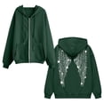 thumbnail image 6 of DHFJKG Zip Up Hoodie Women Rhinestone Wing Graphic Glitter Long Sleeve Sweatshirt Fall Trendy Streetwear Jackets, 6 of 6