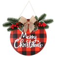 thumbnail image 1 of Christmas Welcome Sign Natural Wooden Front Porch Sign Wall Door Decor with Bow, 1 of 10