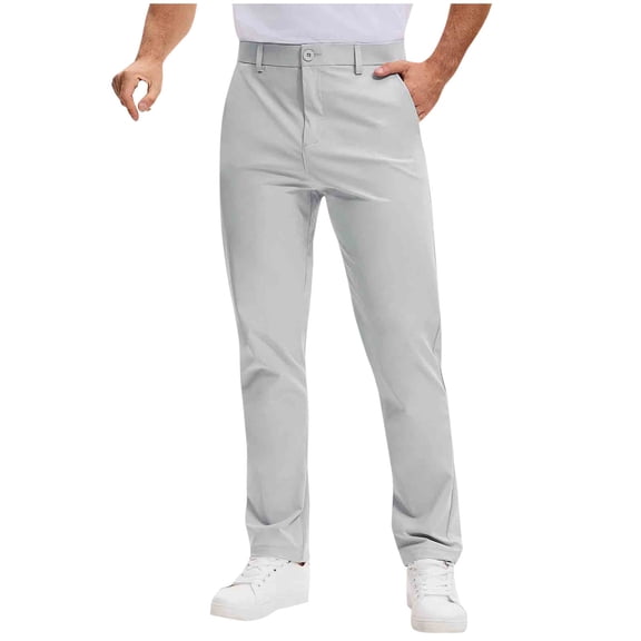 FRSASU Golf Pants for Men Classic Fit Dress Work Stretch Dress Pants Quick Dry Waterproof Lightweight Pants with Pocket Silver