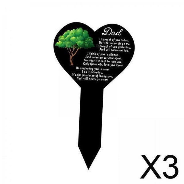 3 Placas Conmemorativas De Corazón Con Estaca Para Tumba De Cementerio Funerario Al Aire Libre