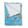 thumbnail image 2 of Sea Life Soft Flannel Fleece Throw Blanket, Boats and Lighthouse Whale Seagulls, Cozy Plush for Indoor and Outdoor Use, 50" x 70", Sky Blue Multicolor, by Ambesonne, 2 of 5