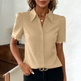 thumbnail image 7 of cocolona Womens Lace-trimmed Button Blouses Lapel Short Sleeve Shirts Dressy Casual Summer Tops, 7 of 7