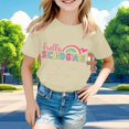 thumbnail image 2 of Curuila Children Girls Tops Fashionable Casual Letter Print Crew Neck Short Sleeved T Shirt For Childrens Back To School Season Beige Size 1-2 Years, 2 of 4
