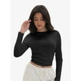 thumbnail image 6 of Womens Long Sleeve Shirts Basic Crop Tops Going Out Fall Fashion Slim Fit, 6 of 6