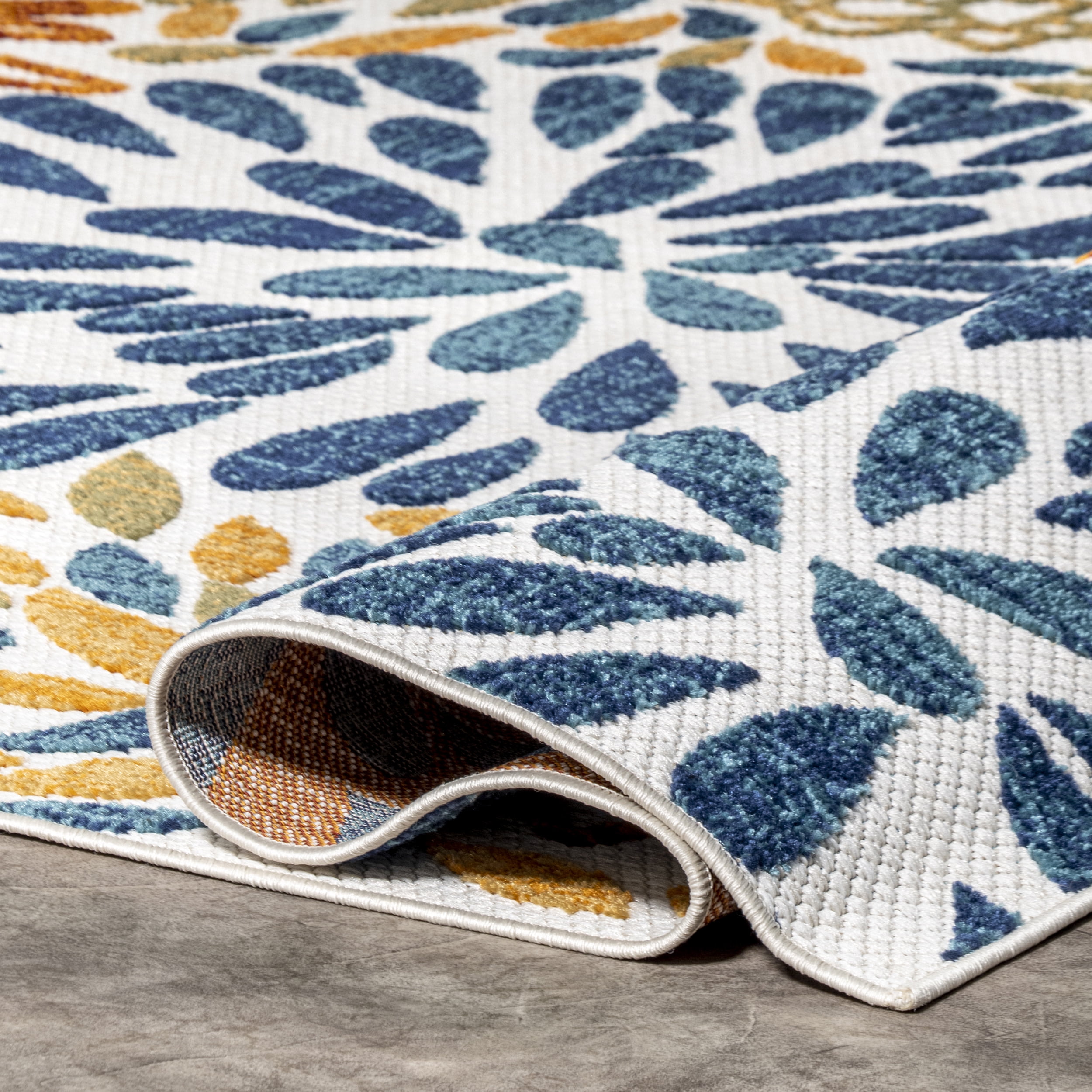 nuLOOM Monique Floral Indoor/Outdoor Blue 5' x 8' Modern Area Rug