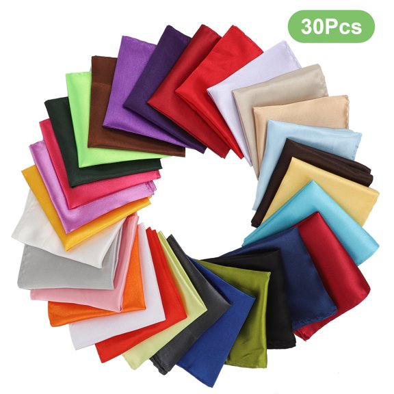30pcs Men's Soft Polyester Handkerchiefs, EEEkit Classic and Vintage Hankies, Assorted Colors Pocket Square, 8.7''x8.7''