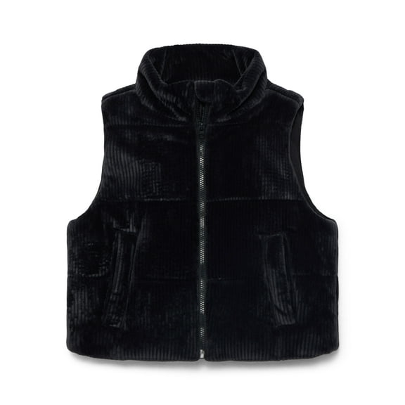 Athletic Works Girls Velour Corded Puffer Vest, Midweight, Sizes 4-18
