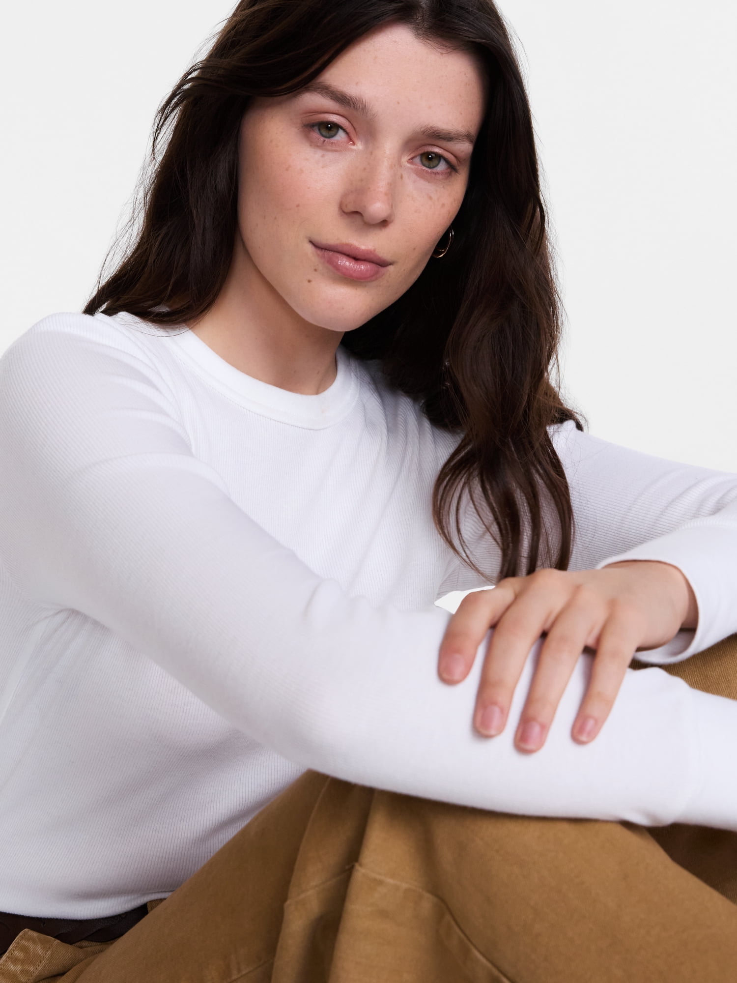 Scenario Women's and Women's Plus Rib Tee with Long Sleeves, Sizes XS-4X