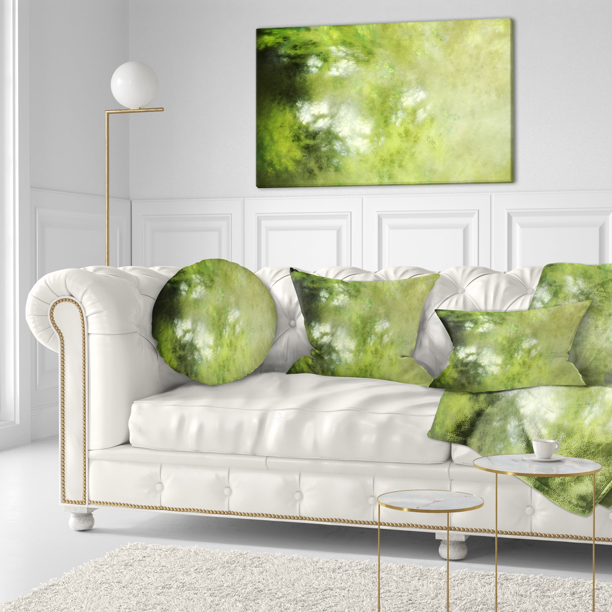 Designart Blur Green Sky with Stars - Abstract Throw Pillow - 12x20