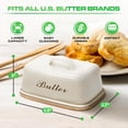 thumbnail image 3 of Plexon Farmhouse Butter Dish with Lid Bamboo, Metal Butter Dish, Butter Tub Holder, Airtight Container Keeper with Wood Cover for Refrigerator, Covered, Off-White, 3 of 9