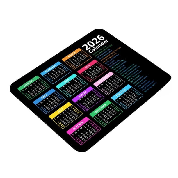 Alfombrilla de ratón rectangular con calendario 2026, base de goma antideslizante, impermeable, para el hogar, la oficina, juegos, ordenador portátil, escritorio, accesorios para PC
