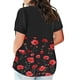 thumbnail image 2 of Camisetas Casuales de las Mujeres Largo Casual Impreso Cuello Redondo Suelto Top, Camiseta de Verano de Manga Corta, 2 of 5