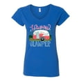thumbnail image 3 of Happy Glamper | Fancy Camping Camper Van Caravan | Nature Lover Womenâ€™s Standard V-Neck Tee, Royal, L, 3 of 5