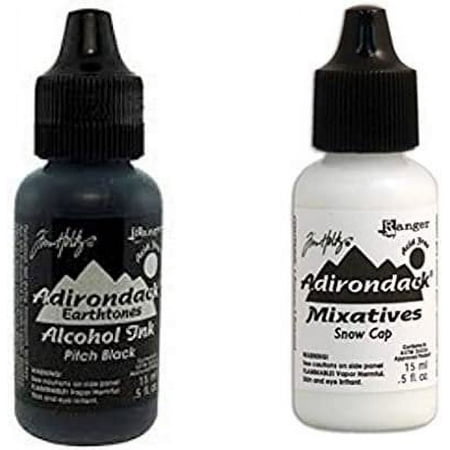 UPC: 0789541034049 | Ranger Tim Holtz Adirondack Alchol Ink & Mixative Pitch Black and Snow Cap White TIM34049