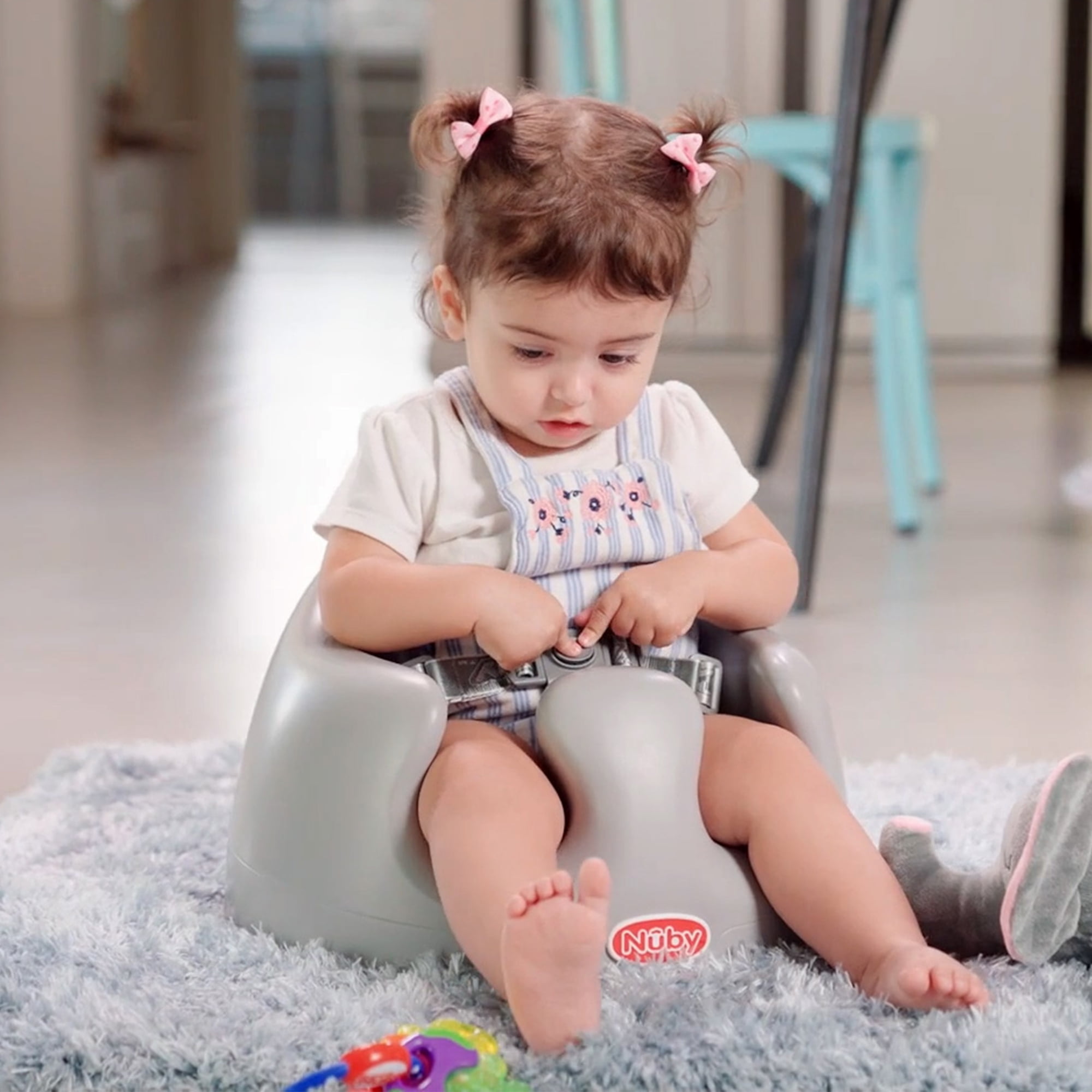 Nuby My Baby Seat, Foam Booster Seat with 3-Point Harness, Gray