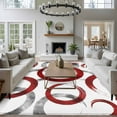thumbnail image 4 of Vintage Red Gray Circle Lines Washable Living Room Rugs 5'x8', Abstract Art White Background Low Pile Throw Large Area Rug Non-Slip Sturdy Edge Binding Carpet for Living Room Kitchen Office, 4 of 9