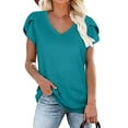 thumbnail image 2 of Njoeus Womens Tops V Neck Ruffle Sleeve Casual T-Shirts Summer Tunic Tops Loose Comfy Tee Work Dressy Blouse, 2 of 6
