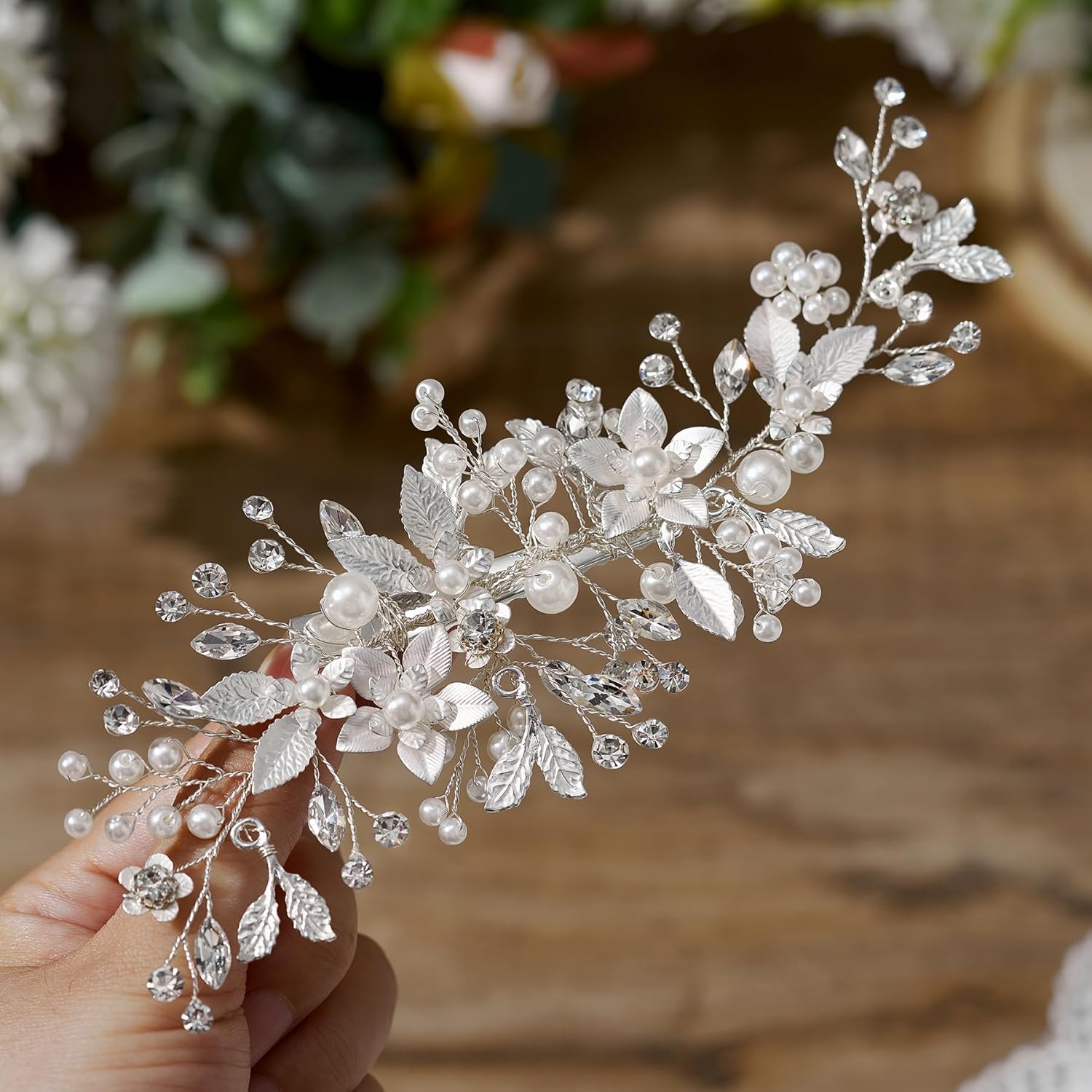 Wedding Hair Clip Comb Handmade Bridal Hair Accessories, Silver
