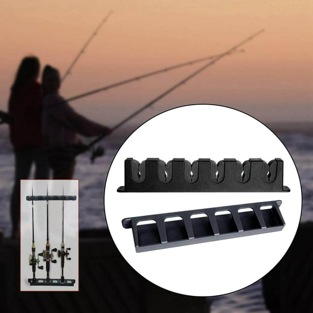 Xingzhi 6 Slots Fishing Rod Holder Rack Vertical Mount for Garage Door Black
