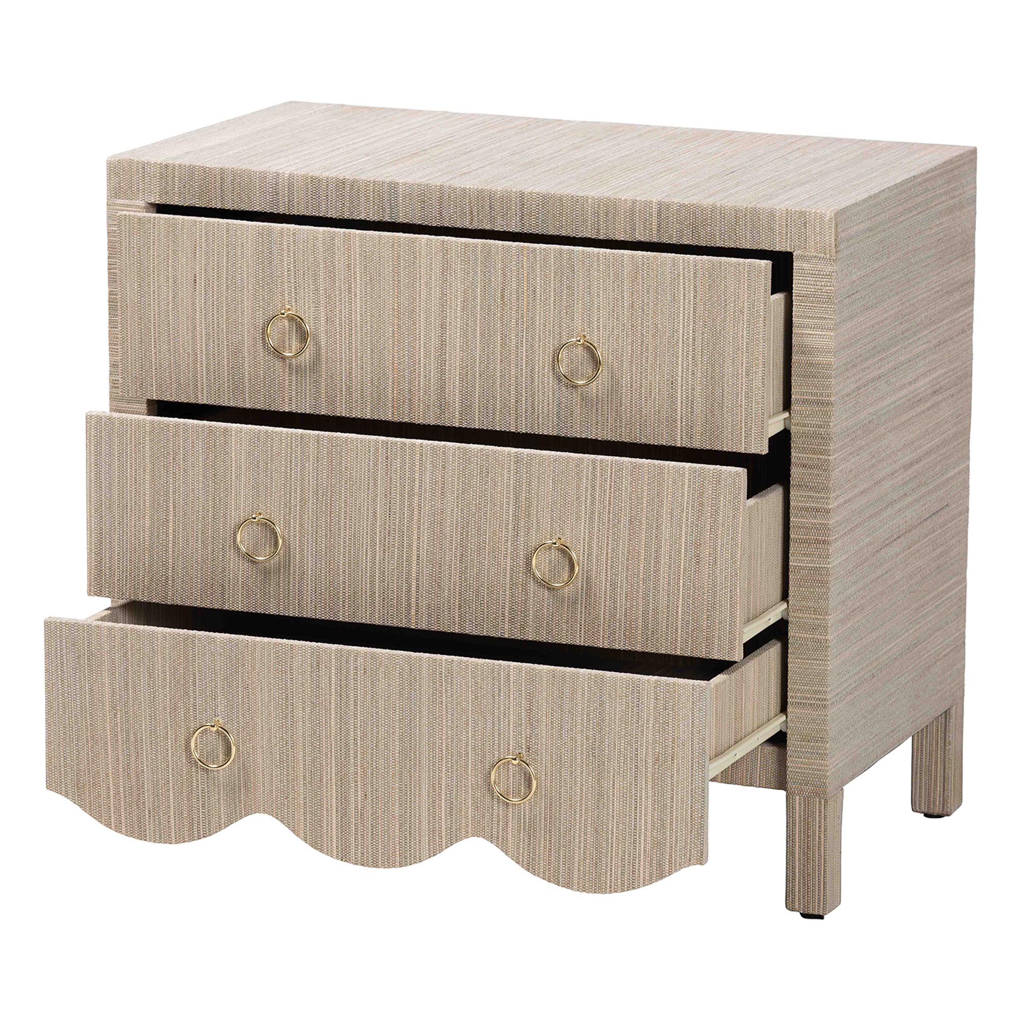 bali & pari Umika Boho Nightstand, 3-Drawer, Beige