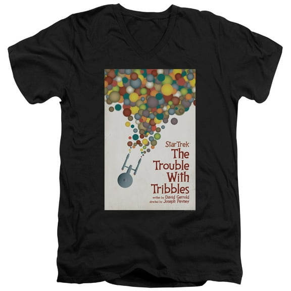 Star Trek Tos Episode 44 Adult V-Neck 30/1 T-Shirt Black