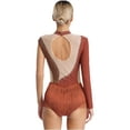 thumbnail image 4 of Zaldita Figure Skating Dress Women Sparkling Rhinestone Fringed Leotard Dance Performance Competition Brown XXL, 4 of 7