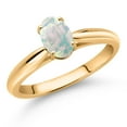 thumbnail image 2 of Gem Stone King 10K Yellow Gold White Opal Solitaire Engagement Ring for Women (1.00 Cttw, Oval Cabochon 7X5MM, Gemstone October Birthstone, Available in Size 5, 6, 7, 8, 9), 2 of 4