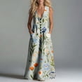 thumbnail image 6 of Zedker Floral Women's Maxi Dresses Sleeveless V Neck Long Dress Beach Sundresses Swing Dress Multicolor M, 6 of 7