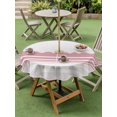 thumbnail image 4 of Outdoor Tablecloth with Umbrella Hole for Patio/Picnic/Party/Camping, Pink Purple Striped Waterproof Table Cloth Round Cover Washable, Abstract Modern Geometric Stripes (Dia 60"), 4 of 8
