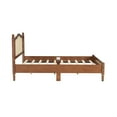 thumbnail image 5 of Queen Size Wooden Platform Bed with Rattan Headboard - Walnut, Vintage Bed Frame, 80"x62.8", Wooden Slat Support, Minimalist Bedroom Furniture, 5 of 14